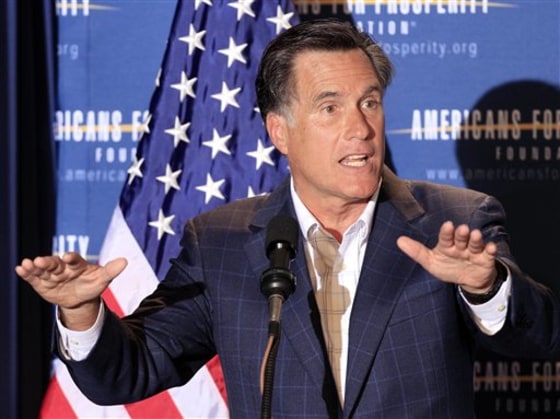 Possible 2012 presidential hopeful, former Republican Gov. Mitt Romney of Massachusetts speaks during a dinner sponsored by Americans for Prosperity, Friday.